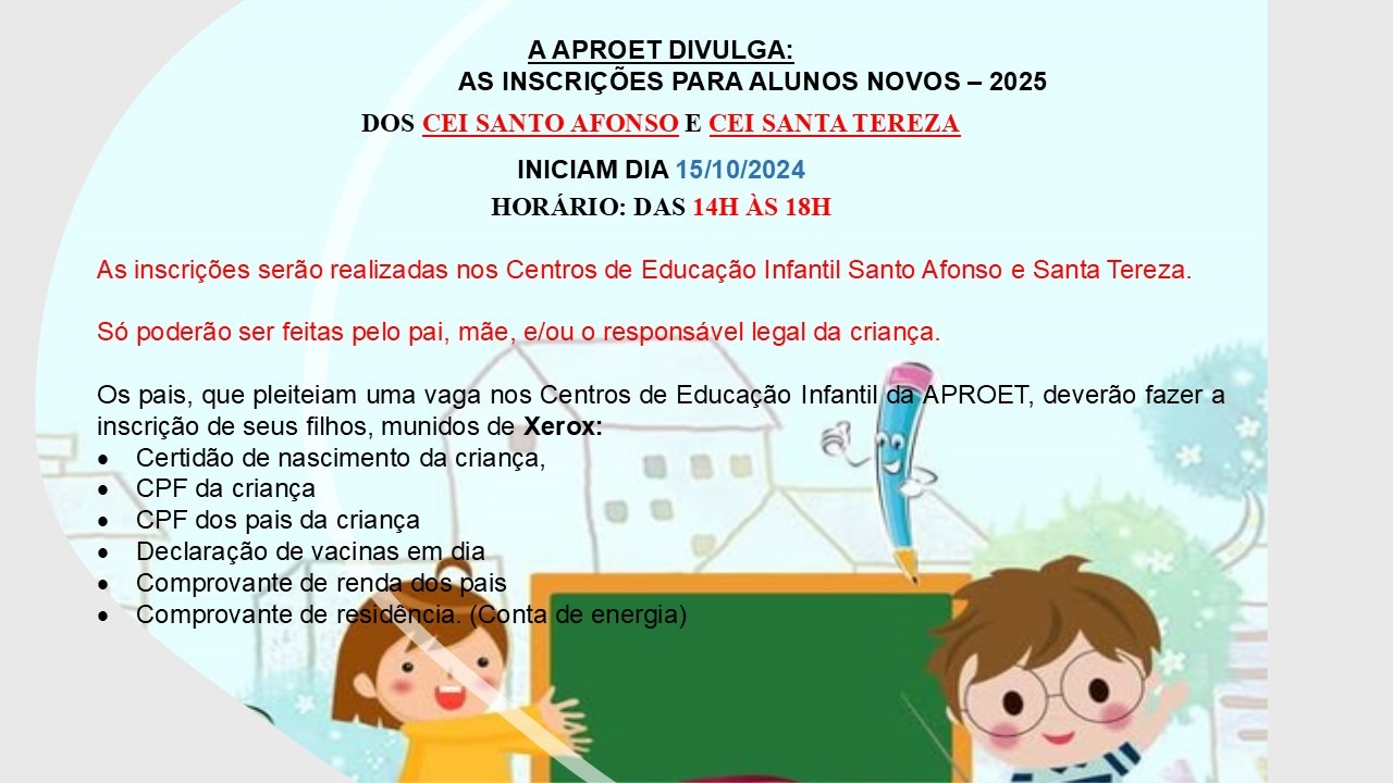 INSCRIÇÕES PARA 2025