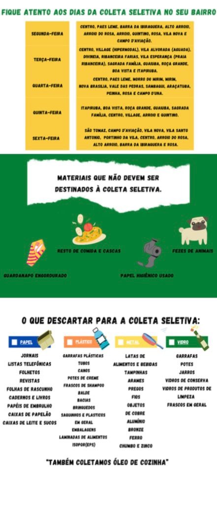 Fique atento aos dias da coleta seletiva no seu bairro