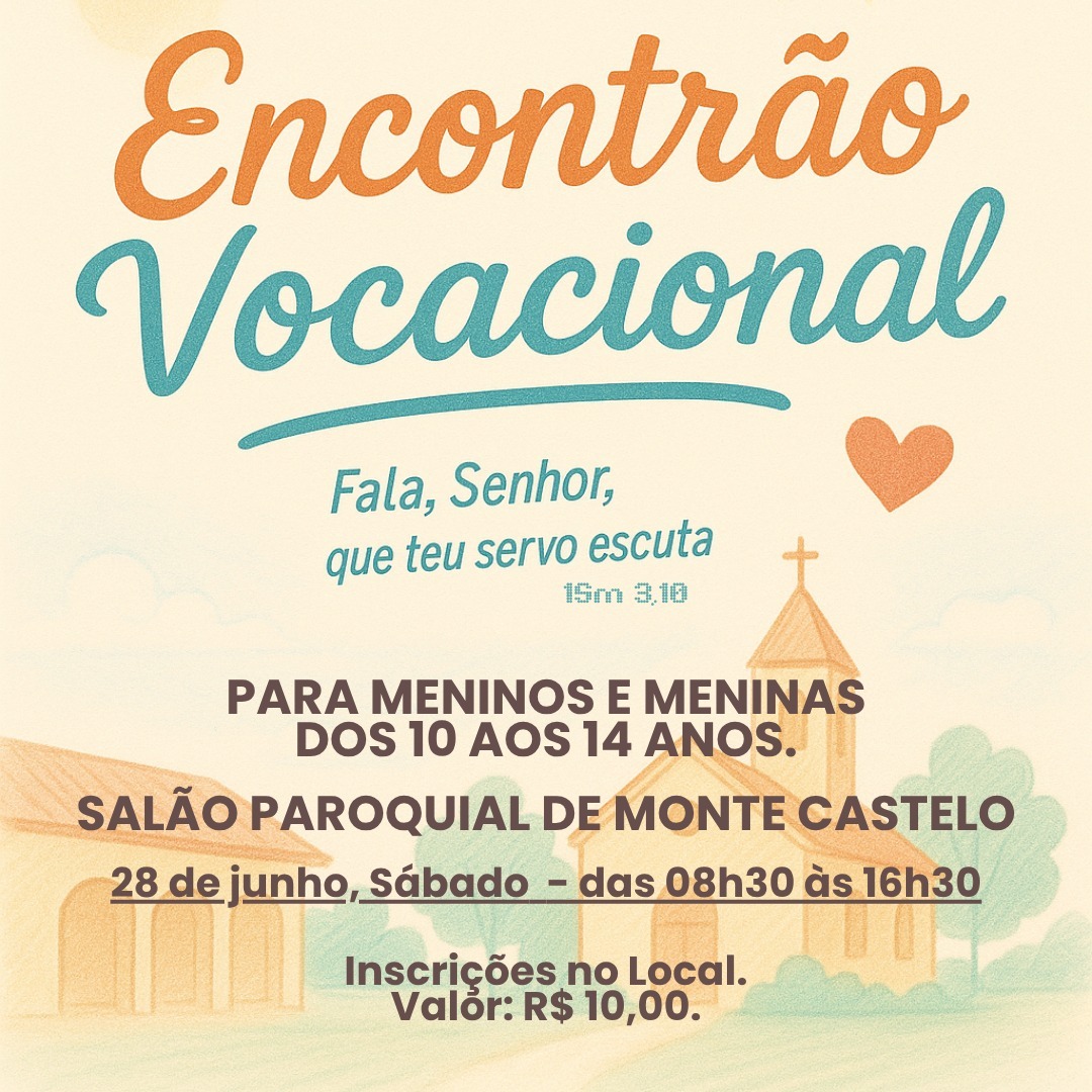 Encontrão Vocacional da Diocese acontece no próximo sábado (28), em Tubarão