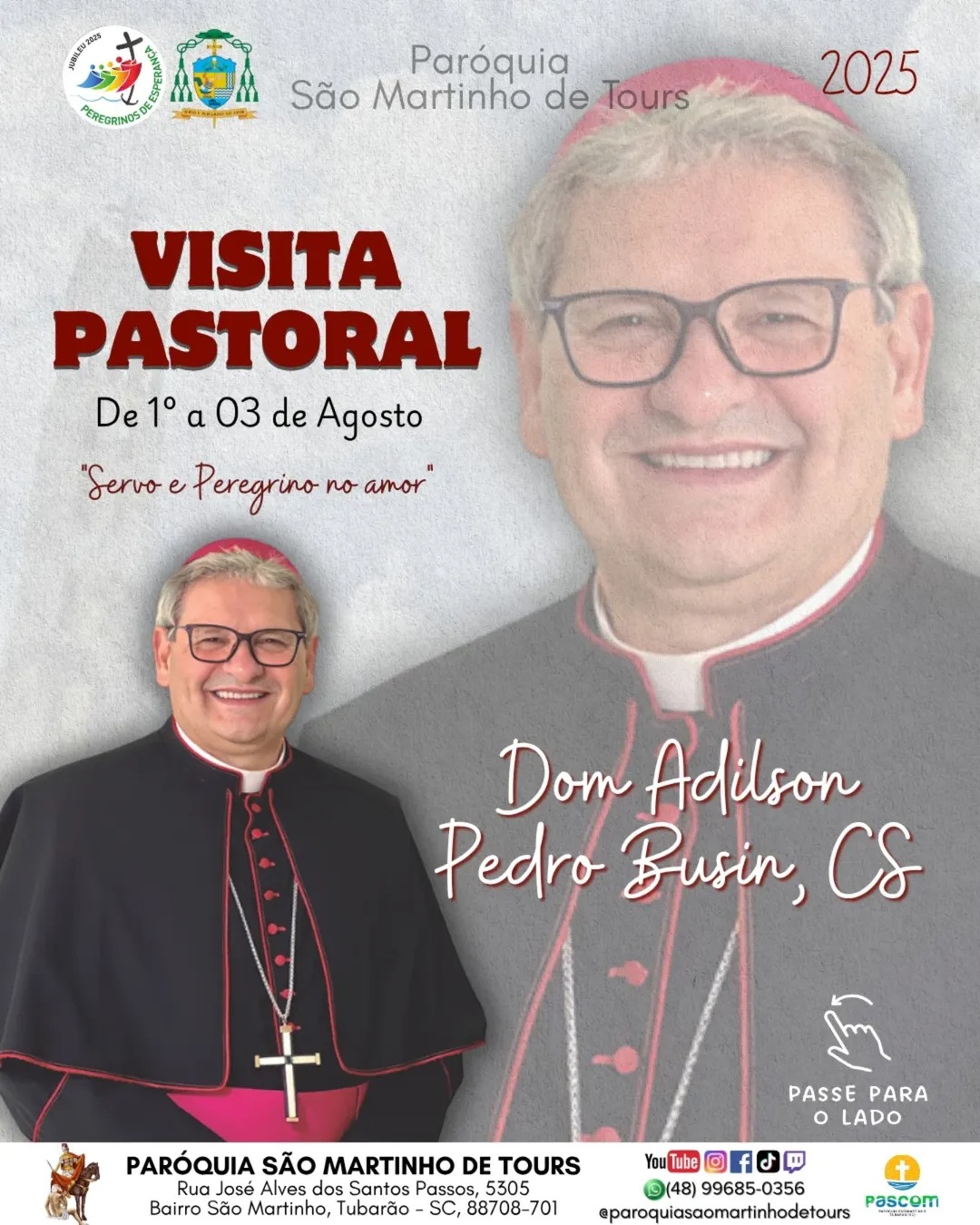 Dom Adilson Pedro Busin, CS, dá sequência à visita pastoral à Paróquia de São Martinho