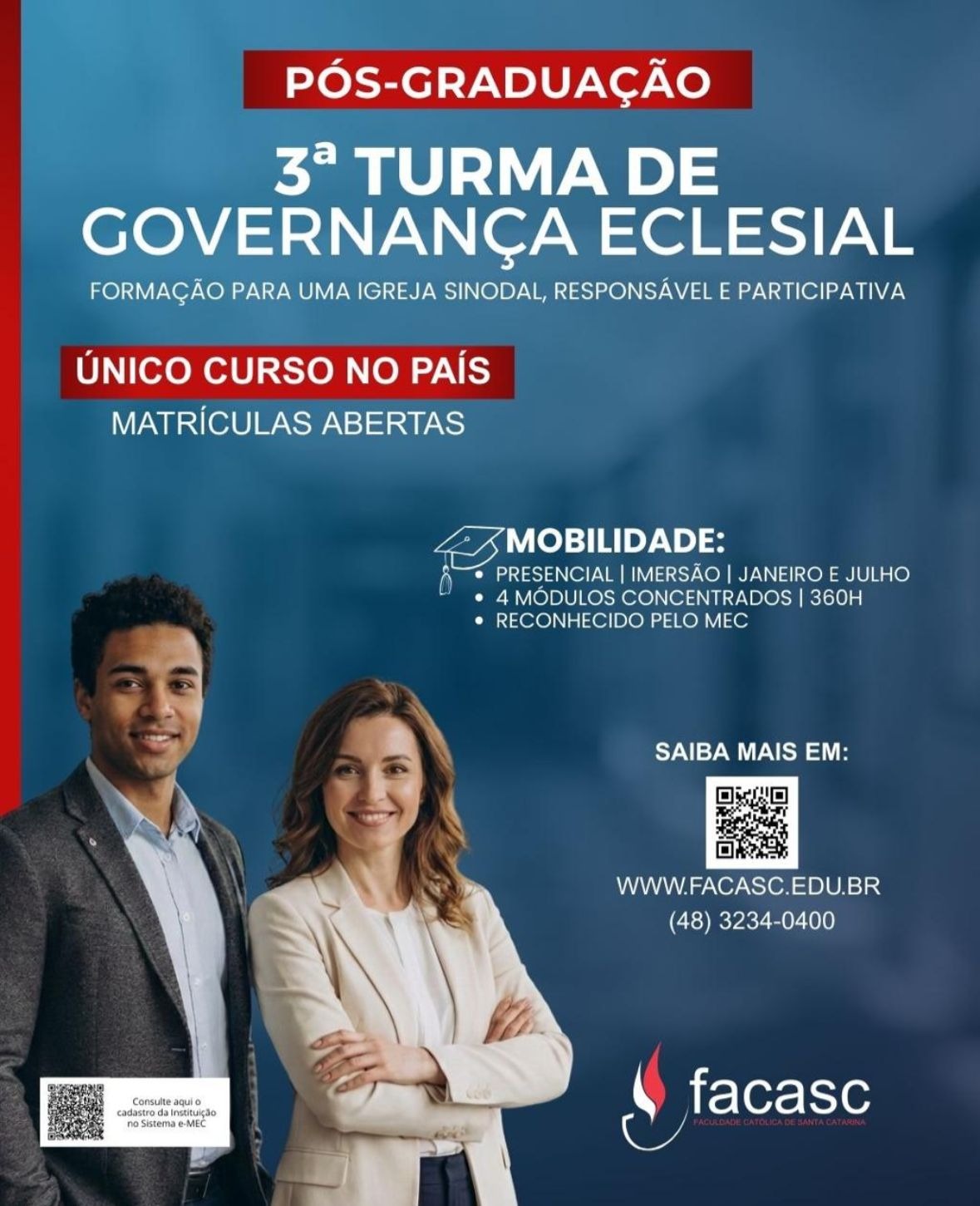 FACASC abre matrículas para a 3ª turma da Especialização em Governança Eclesial
